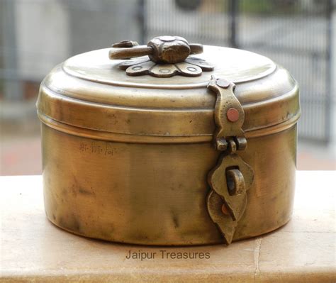 Vintage Indian Brass Chapati Box 